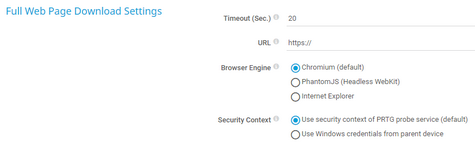 Full Web Page Download Settings